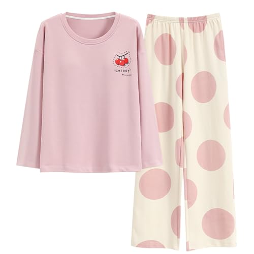 GOSO Mädchen Baumwollschlafanzug Set Warmes Loungewear Set Rundhalsausschnitt Lange Ärmel Lange Hose Nachtwäsche, Atmungsaktiv Niedlich Stilvolles Schlafanzug Set für große Mädchen von GOSO