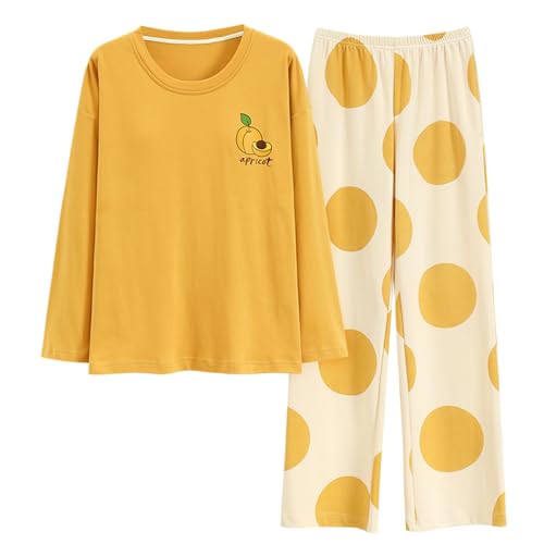GOSO Mädchen Baumwollschlafanzug Warmes Loungewear Set Rundhalsausschnitt Lange Ärmel Lange Hose Nachtwäsche, Atmungsaktiv Niedlich Stilvolles für Große Mädchen von GOSO