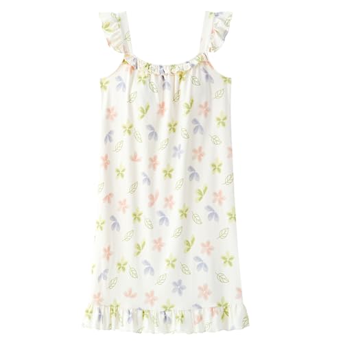 GOSO Mädchen Camisole ärmelloses Baumwollnachthemd Sommer Pyjamas Kleid Niedliches Muster Sleepwear Weiches Schlafkleid Nachtwäsche für große Mädchen von GOSO