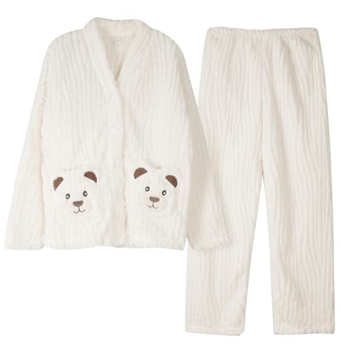 GOSO Mädchen Fleece Schlafanzug Set Flanell Warme Loungewear Set, Rundhalsausschnitt Lange Ärmel Lange Hosen Nachtwäsche, Schlafanzug für große Mädchen von 8-14 Jah von GOSO