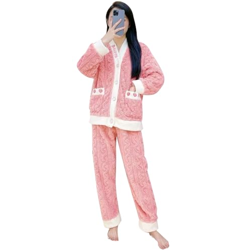 GOSO Mädchen Fleece Schlafanzug Set Flanell Warme Loungewear Set, Rundhalsausschnitt Lange Ärmel Lange Hosen Nachtwäsche, Schlafanzug für große Mädchen von 8-14 Jah von GOSO