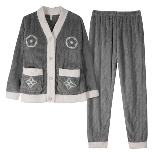 GOSO Mädchen Fleece Schlafanzug Set Flanell Warme Loungewear Set, Rundhalsausschnitt Lange Ärmel Lange Hosen Nachtwäsche, Schlafanzug für große Mädchen von 8-14 Jah von GOSO