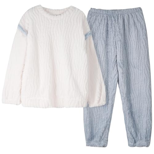 GOSO Mädchen Fleece Schlafanzug Set Flanell Warme Loungewear Set, Rundhalsausschnitt Lange Ärmel Lange Hosen Nachtwäsche, Schlafanzug für große Mädchen von 8-14 Jah von GOSO