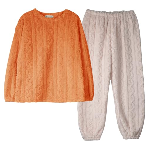 GOSO Mädchen Fleece Schlafanzug Set Flanell Warme Loungewear Set, Rundhalsausschnitt Lange Ärmel Lange Hosen Nachtwäsche, Schlafanzug für große Mädchen von 8-14 Jah von GOSO