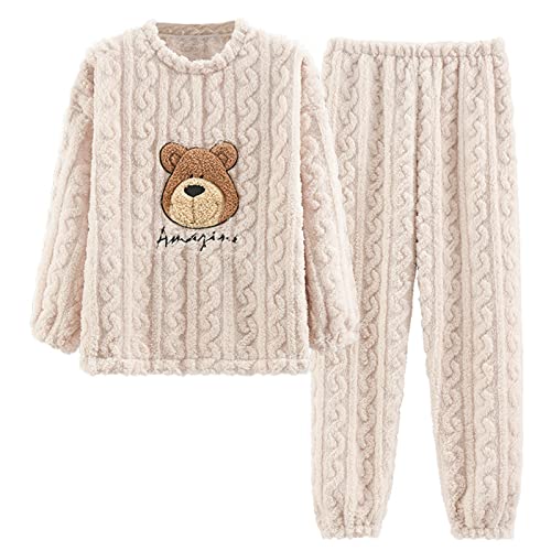 GOSO Mädchen Fleece Schlafanzug Set Flanell Warme Loungewear Set, Rundhalsausschnitt Lange Ärmel Lange Hosen Nachtwäsche, Schlafanzug für große Mädchen von 8-14 Jah von GOSO