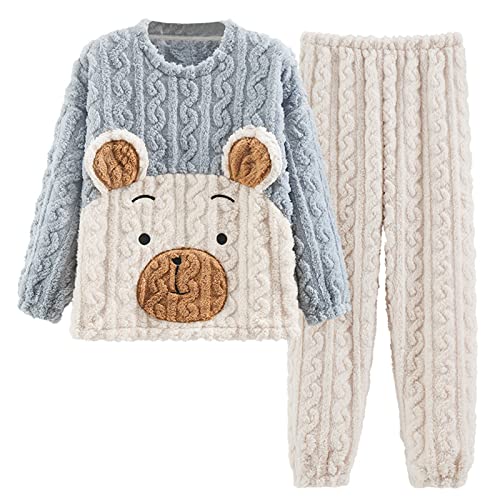 GOSO Mädchen Fleece Schlafanzug Set Flanell Warme Loungewear Set, Rundhalsausschnitt Lange Ärmel Lange Hosen Nachtwäsche, Schlafanzug für große Mädchen von 8-14 Jah von GOSO