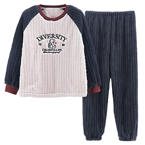 GOSO Mädchen Fleece Schlafanzug Set Flanell Warme Loungewear Set, Rundhalsausschnitt Lange Ärmel Lange Hosen Nachtwäsche, Schlafanzug für große Mädchen von 8-14 Jah von GOSO