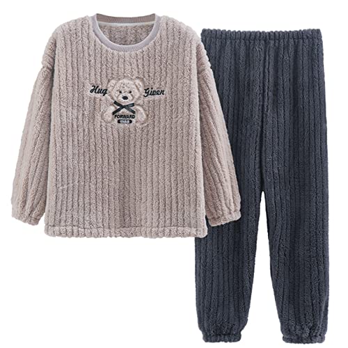 GOSO Mädchen Fleece Schlafanzug Set Flanell Warme Loungewear Set, Rundhalsausschnitt Lange Ärmel Lange Hosen Nachtwäsche, Schlafanzug für große Mädchen von 8-14 Jah von GOSO