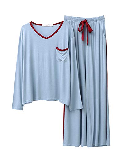 GOSO Mädchen Modal Pyjamas Set Warme Loungewear Set T-Shirt Hose Nachtwäsche für Winter/Herbst, Atmungsaktiv Niedlich Stilvolle Nachtwäsche Set für Teenager Mädchen von GOSO