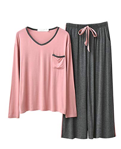 GOSO Mädchen Modal Pyjamas Set Warme Loungewear Set T-Shirt Hose Nachtwäsche für Winter/Herbst, Atmungsaktiv Niedlich Stilvolle Nachtwäsche Set für Teenager Mädchen von GOSO