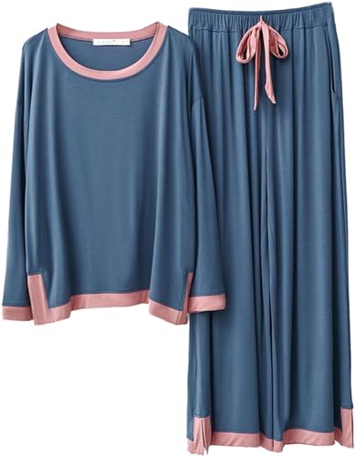 GOSO Mädchen Modal Pyjamas Set Warme Loungewear Set T-Shirt Hose Nachtwäsche für Winter/Herbst, Atmungsaktiv Niedlich Stilvolle Nachtwäsche Set für Teenager Mädchen von GOSO