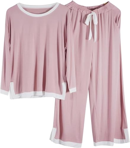 GOSO Mädchen Modal Pyjamas Set Warme Loungewear Set T-Shirt Hose Nachtwäsche für Winter/Herbst, Atmungsaktiv Niedlich Stilvolle Nachtwäsche Set für Teenager Mädchen von GOSO