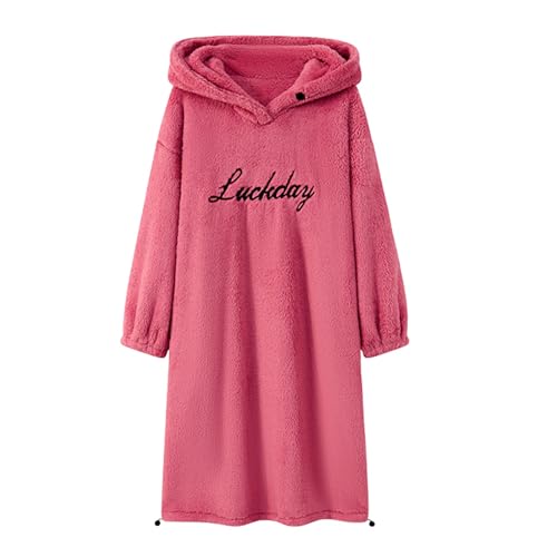 GOSO Mädchen Nachthemd Fleece Morgenmäntel Nachtwäsche Langarm Loungewear mit Kapuzen Flanell Winter Warmes Nachthemd Schlafanzug Nachthemd(9 Jahre, Beige) von GOSO