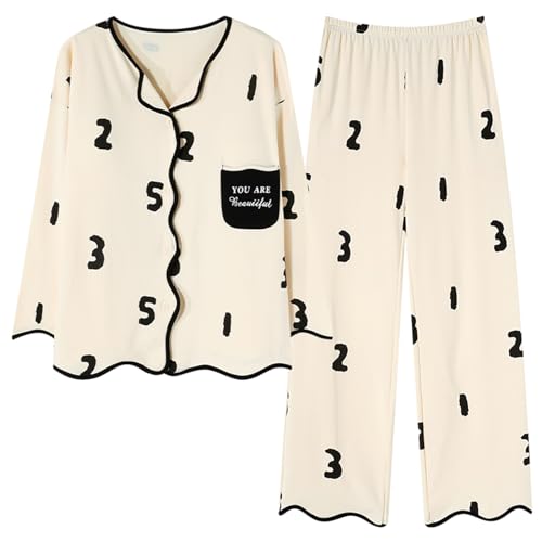 GOSO Mädchen Pyjamas Set 2pcs PJS Button Down Baumwolle locker sitzend Frühling Sommer Herbst niedlich hautfreundlich Lange Ärmel Hose atmungsaktiv Schlafanzug von GOSO