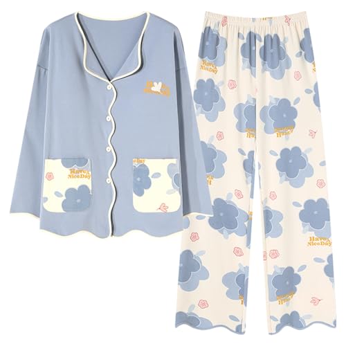 GOSO Mädchen Pyjamas Set 2pcs PJS Button Down Baumwolle locker sitzend Frühling Sommer Herbst niedlich hautfreundlich Lange Ärmel Hose atmungsaktiv Schlafanzug von GOSO