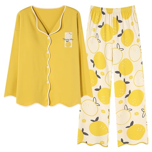 GOSO Mädchen Pyjamas Set 2pcs PJS Button Down Baumwolle locker sitzend Frühling Sommer Herbst niedlich hautfreundlich Lange Ärmel Hose atmungsaktiv Schlafanzug von GOSO