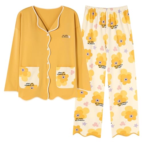 GOSO Mädchen Pyjamas Set 2pcs PJS Button Down Baumwolle locker sitzend Frühling Sommer Herbst niedlich hautfreundlich Lange Ärmel Hose atmungsaktiv Schlafanzug von GOSO