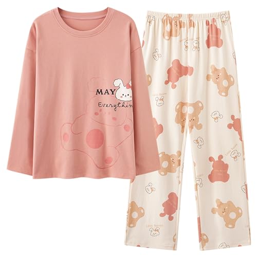 GOSO Mädchen Pyjamas Set 2pcs PJS mit Taschen Baumwolle locker sitzend Frühling Sommer Herbst niedlich hautfreundlich Lange Ärmel Hose atmungsaktiv Schlafanzug von GOSO