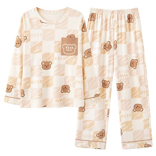 GOSO Mädchen Pyjamas Set 2pcs PJS mit Taschen Baumwolle locker sitzend Frühling Sommer Herbst niedlich hautfreundlich Lange Ärmel Hose atmungsaktiv Schlafanzug von GOSO