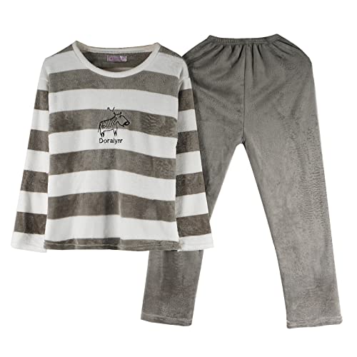 GOSO Mädchen Pyjamas Set 8 9 10 11 12 13 14 Jahre-Fleece warme Winter Pyjamas Pjs für Mädchen Teenager Tops und Lange Hosen Big Girl Sleepwear Loungewear von GOSO