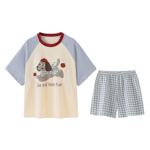 GOSO Mädchen Pyjamas Set Nette Kinder 10 12 14 16 Jahre Pjs Pyjama Nachtwäsche Print Tops und Kurze Hosen Nachtwäsche Sommer Kinder Outfit von GOSO