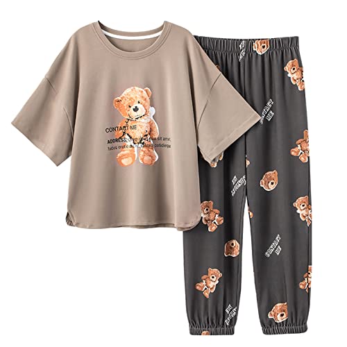 GOSO Mädchen Pyjamas Set Niedliche PJS Rundhalsausschnitt Pullover Weiche Kurzarm Hosen Nachtwäsche Mädchen Loungewear PJ Set von GOSO