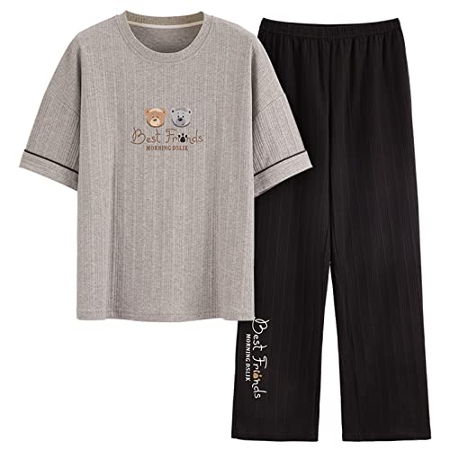 GOSO Mädchen Pyjamas Set Niedliche PJS Rundhalsausschnitt Pullover Weiche Kurzarm Hosen Nachtwäsche Mädchen Loungewear PJ Set von GOSO