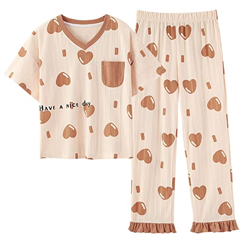 GOSO Mädchen Pyjamas Set Niedliche PJS Rundhalsausschnitt Pullover Weiche Kurzarm Hosen Nachtwäsche Mädchen Loungewear PJ Set von GOSO