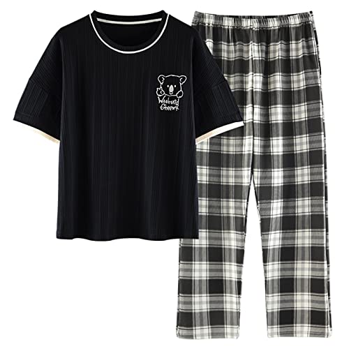 GOSO Mädchen Pyjamas Set Rundhalsausschnitt Pullover Weich Kurzarm Oberteil Lange Hose Nachtwäsche Mädchen Loungewear PJ Set von GOSO