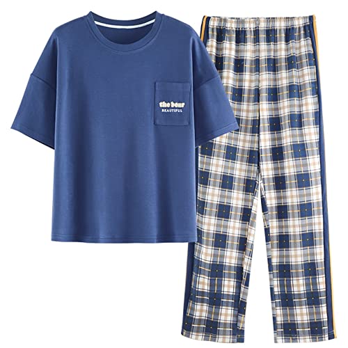 GOSO Mädchen Pyjamas Set Rundhalsausschnitt Pullover Weich Kurzarm Oberteil Lange Hose Nachtwäsche Mädchen Loungewear PJ Set von GOSO