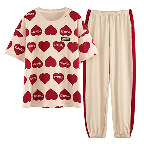 GOSO Mädchen Pyjamas Set Rundhalsausschnitt Pullover Weich Kurzarm Oberteil Lange Hose Nachtwäsche Mädchen Loungewear PJ Set von GOSO