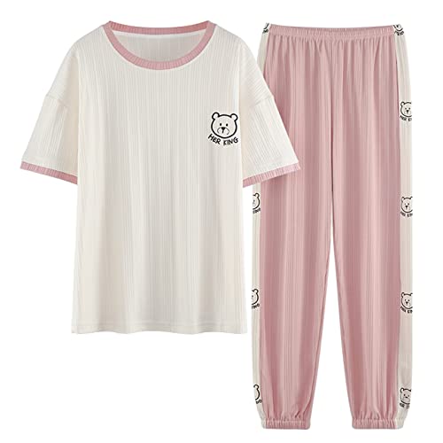 GOSO Mädchen Pyjamas Set Rundhalsausschnitt Pullover Weich Kurzarm Oberteil Lange Hose Nachtwäsche Mädchen Loungewear PJ Set von GOSO
