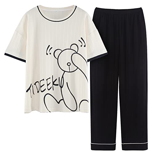 GOSO Mädchen Pyjamas Set Rundhalsausschnitt Pullover Weich Kurzarm Oberteil Lange Hose Nachtwäsche Mädchen Loungewear PJ Set von GOSO