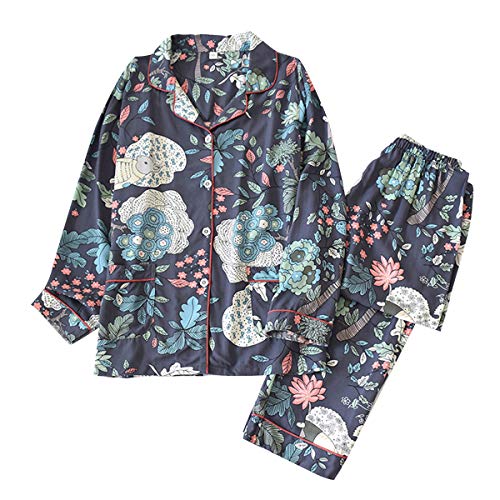 GOSO Mädchen Pyjamas Set Warme Loungewear Set Button Down Floral Pattern Rayon Nachtwäsche, Niedliche Stylische Nachtwäsche für Teenager Mädchen von GOSO