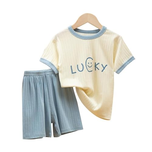 GOSO Mädchen Schlafanzug Set Baumwolle 2 Stück Outfit Schlafanzug Kinder Sommer PJS 100-160cm Nachtwäsche Schlafanzug Oberteile & Hosen Alter 3-15 Jahre Niedliches Muster von GOSO