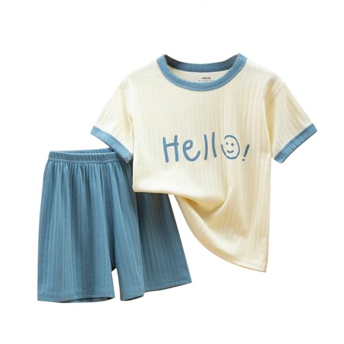 GOSO Mädchen Schlafanzug Set Baumwolle 2 Stück Outfit Schlafanzug Kinder Sommer PJS 100-160cm Nachtwäsche Schlafanzug Oberteile & Hosen Alter 3-15 Jahre Niedliches Muster von GOSO