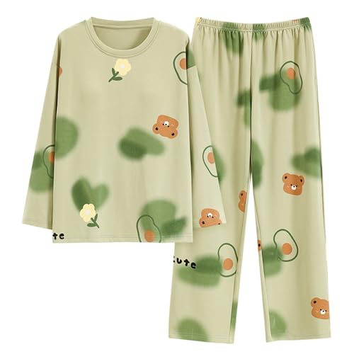 GOSO Mädchen Schlafanzug Set Baumwolle locker sitzend Frühling Sommer Herbst Niedlich Hautfreundlich Lange Ärmel Hose Atmungsaktiv Schlafanzug von GOSO