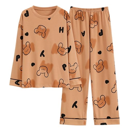 GOSO Mädchen Schlafanzug Set Baumwolle locker sitzend Frühling Sommer Herbst Niedlich Hautfreundlich Lange Ärmel Hose Atmungsaktiv Schlafanzug von GOSO