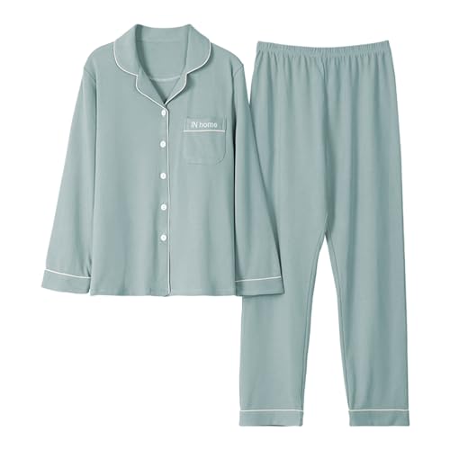 GOSO Mädchen Schlafanzug Set Front Opening Button Down Baumwolle einfarbig locker Frühling Sommer Herbst niedlich hautfreundlich stilvoll atmungsaktiv Schlafanzug von GOSO