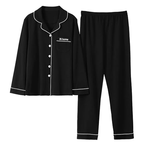 GOSO Mädchen Schlafanzug Set Front Opening Button Down Baumwolle einfarbig locker Frühling Sommer Herbst niedlich hautfreundlich stilvoll atmungsaktiv Schlafanzug von GOSO