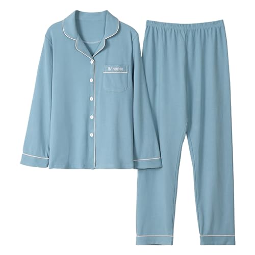 GOSO Mädchen Schlafanzug Set Front Opening Button Down Baumwolle einfarbig locker Frühling Sommer Herbst niedlich hautfreundlich stilvoll atmungsaktiv Schlafanzug von GOSO