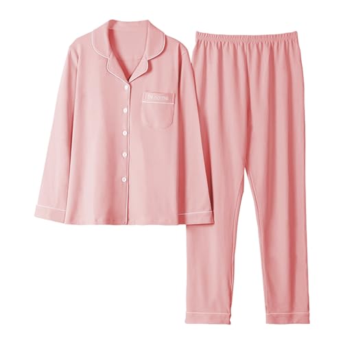 GOSO Mädchen Schlafanzug Set Front Opening Button Down Baumwolle einfarbig locker Frühling Sommer Herbst niedlich hautfreundlich stilvoll atmungsaktiv Schlafanzug von GOSO