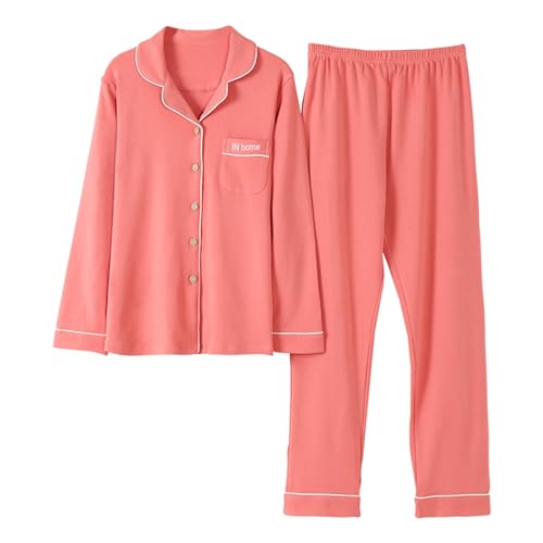 GOSO Mädchen Schlafanzug Set Front Opening Button Down Baumwolle einfarbig locker Frühling Sommer Herbst niedlich hautfreundlich stilvoll atmungsaktiv Schlafanzug von GOSO