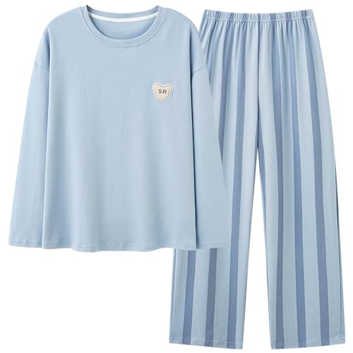 GOSO Mädchen Schlafanzug Set Stilvolle Langarm Loungewear Set Nachtwäsche mit Tasche für Winter/Herbst, Atmungsaktive Nachtwäsche Set für Teenager Mädchen von GOSO