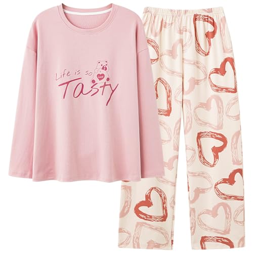 GOSO Mädchen Schlafanzug Set Stilvolle Langarm Loungewear Set Nachtwäsche mit Tasche für Winter/Herbst, Atmungsaktive Nachtwäsche Set für Teenager Mädchen von GOSO