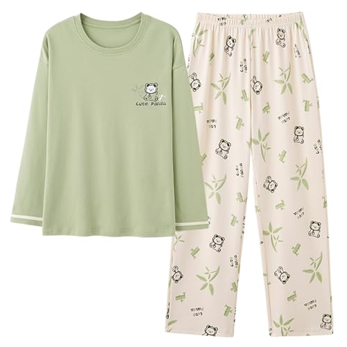 GOSO Mädchen Schlafanzug Set mit Taschen Baumwolle Locker sitzend Frühling Sommer Herbst Niedlich Hautfreundlich Lange Ärmel Hose Atmungsaktiv Nachtwäsche von GOSO