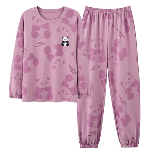 GOSO Mädchen Schlafanzug Set mit Taschen Baumwolle Locker sitzend Frühling Sommer Herbst Niedlich Hautfreundlich Lange Ärmel Hose Atmungsaktiv Nachtwäsche von GOSO