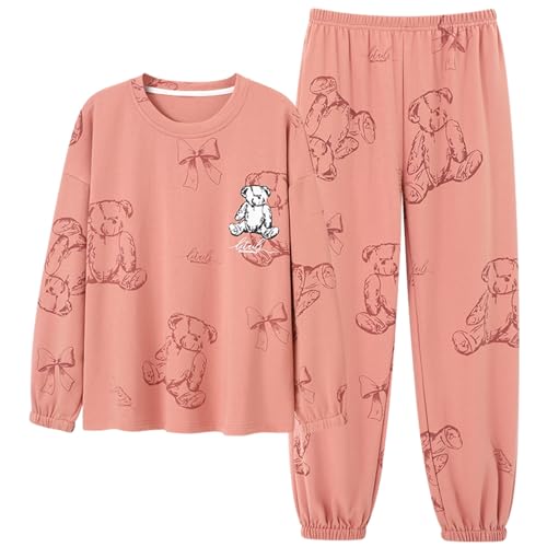 GOSO Mädchen Schlafanzug Set mit Taschen Baumwolle Locker sitzend Frühling Sommer Herbst Niedlich Hautfreundlich Lange Ärmel Hose Atmungsaktiv Nachtwäsche von GOSO