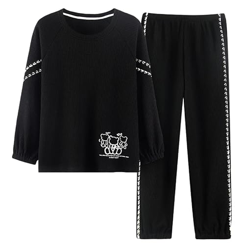 GOSO Mädchen Waffel 2pcs Pyjamas Set Stylish Loungewear Set Nachtwäsche für Winter/Herbst, Atmungsaktive Nachtwäsche Set für Teenager Mädchen von GOSO