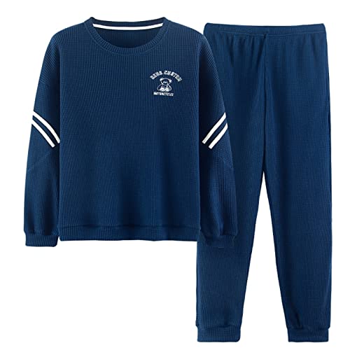 GOSO Mädchen Waffel 2pcs Pyjamas Set Stylish Loungewear Set Nachtwäsche für Winter/Herbst, Atmungsaktive Nachtwäsche Set für Teenager Mädchen von GOSO